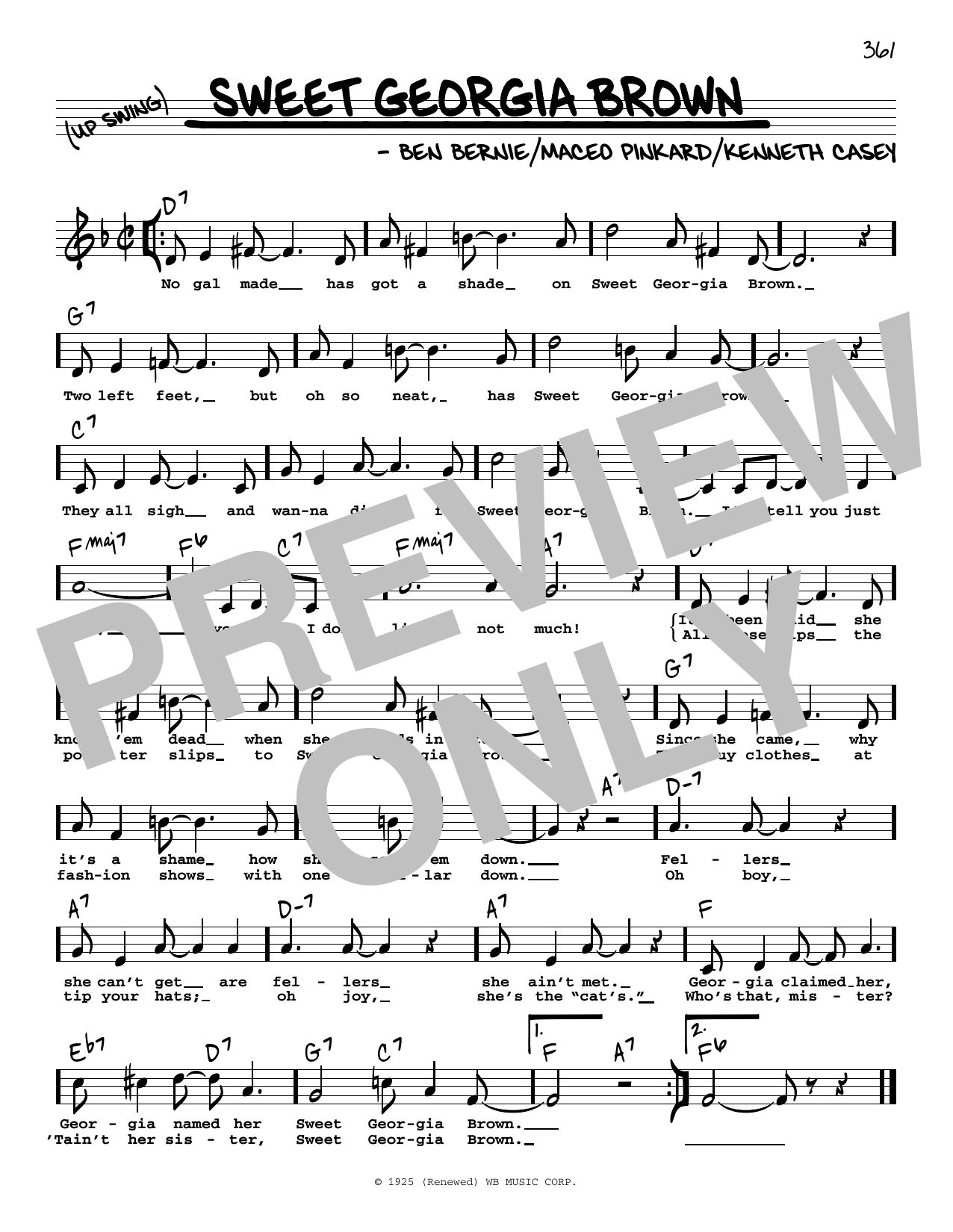 Count Basie Sweet Georgia Brown (High Voice) Sheet Music