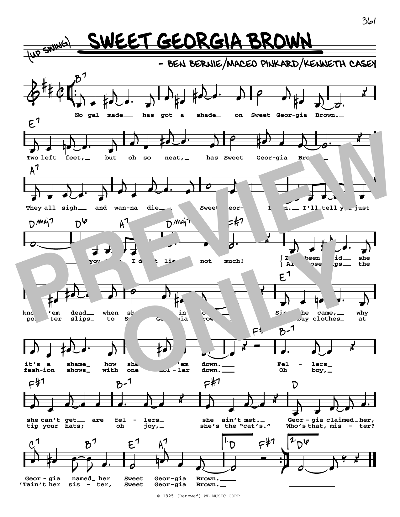 Count Basie Sweet Georgia Brown (Low Voice) Sheet Music