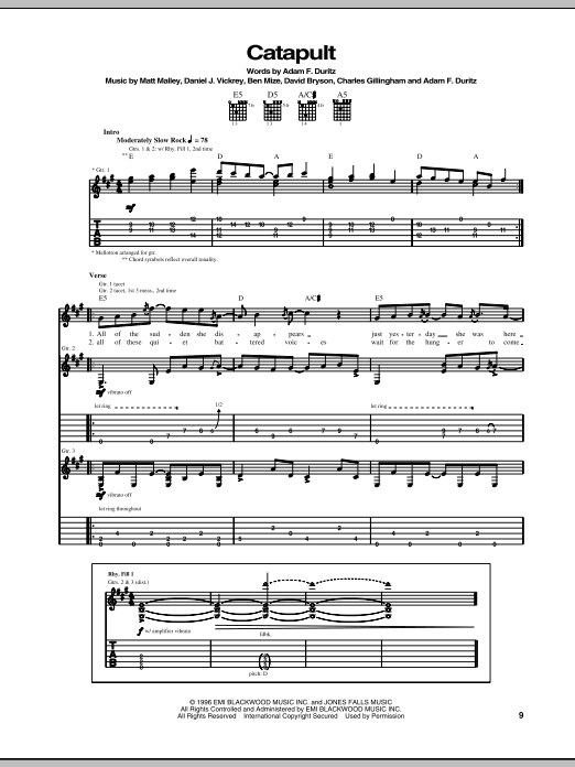 Counting Crows Catapult Sheet Music