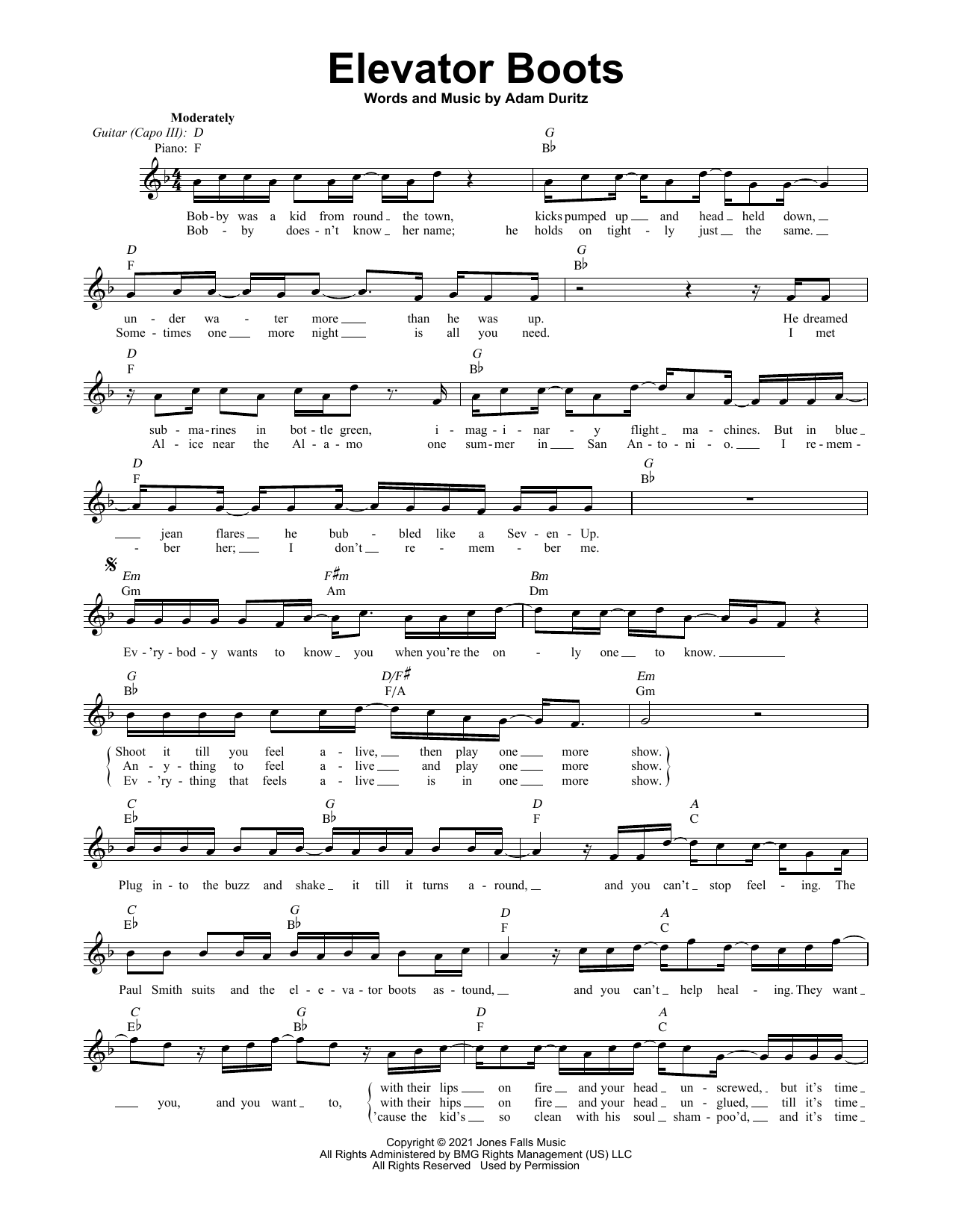 Counting Crows Elevator Boots Sheet Music