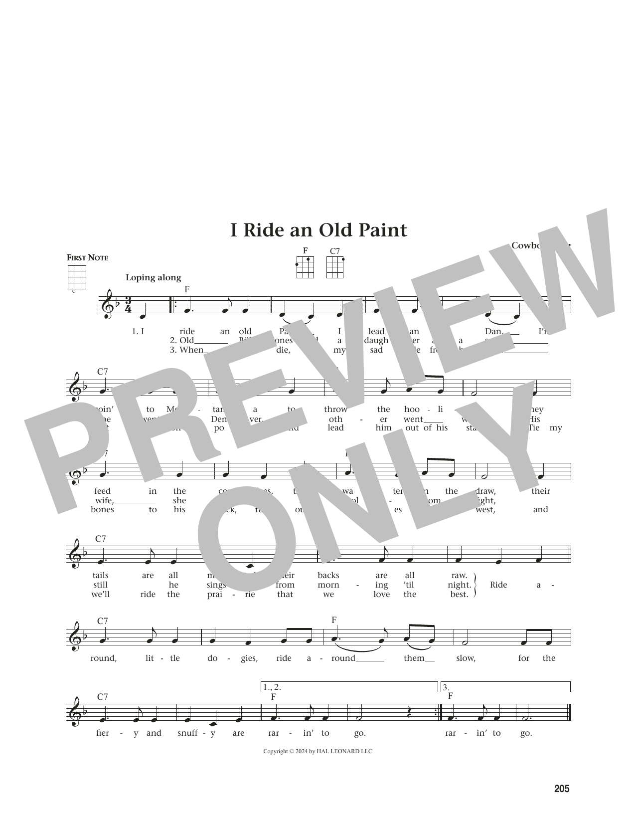 Cowboy Song I Ride An Old Paint (from The Daily Ukulele) (arr. Jim Beloff) Sheet Music