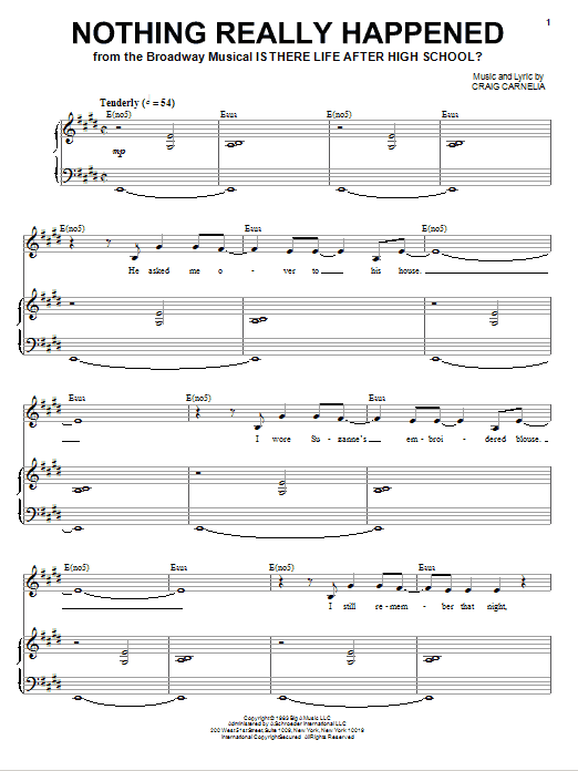 Craig Carnelia Nothing Really Happened Sheet Music