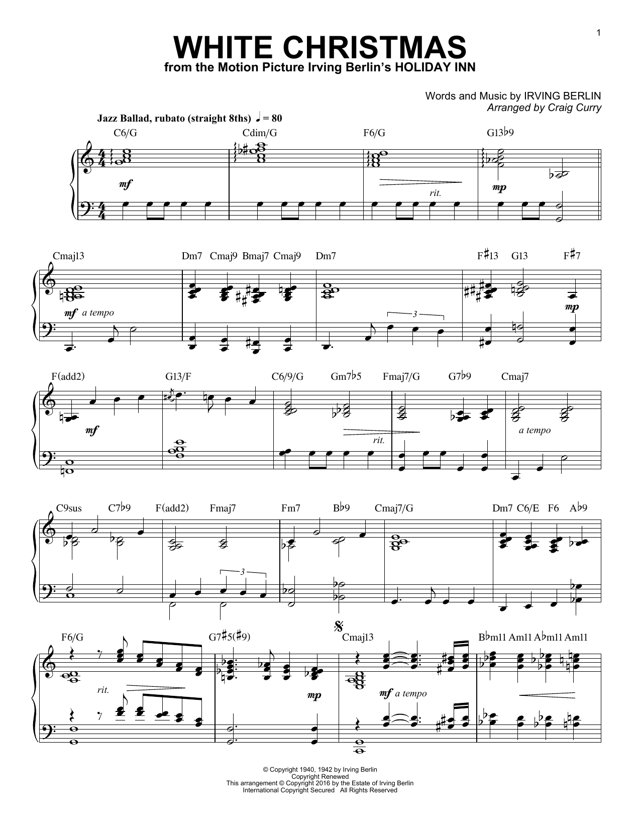 Craig Curry White Christmas Sheet Music