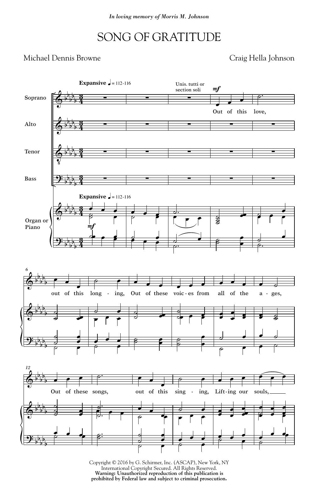 Craig Hella Johnson Song Of Gratitude Sheet Music
