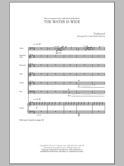 Craig Hella Johnson The Water Is Wide Sheet Music