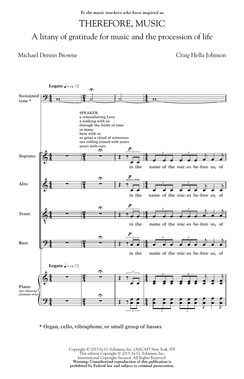Craig Hella Johnson Therefore, Music Sheet Music