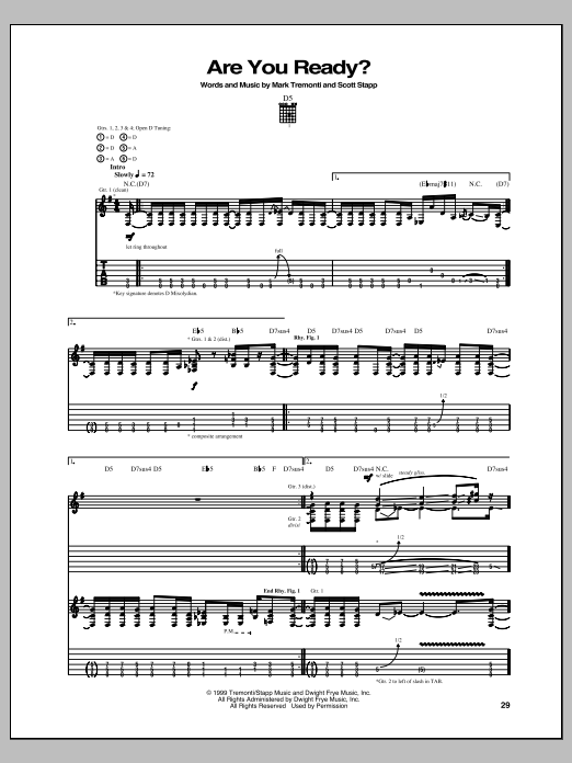 Creed Are You Ready? Sheet Music