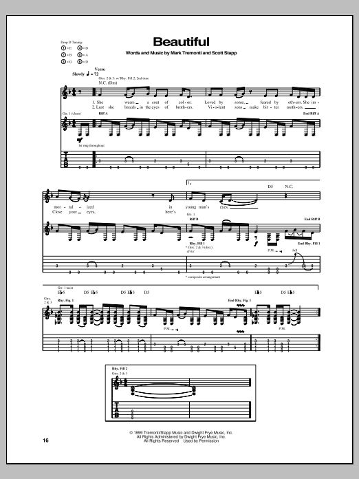 Creed Beautiful Sheet Music