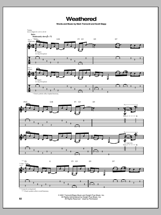 Creed Weathered Sheet Music