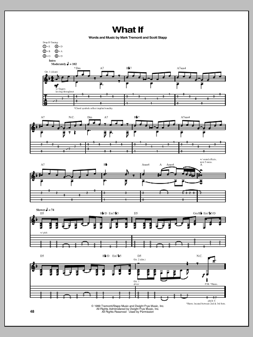 Creed What If Sheet Music