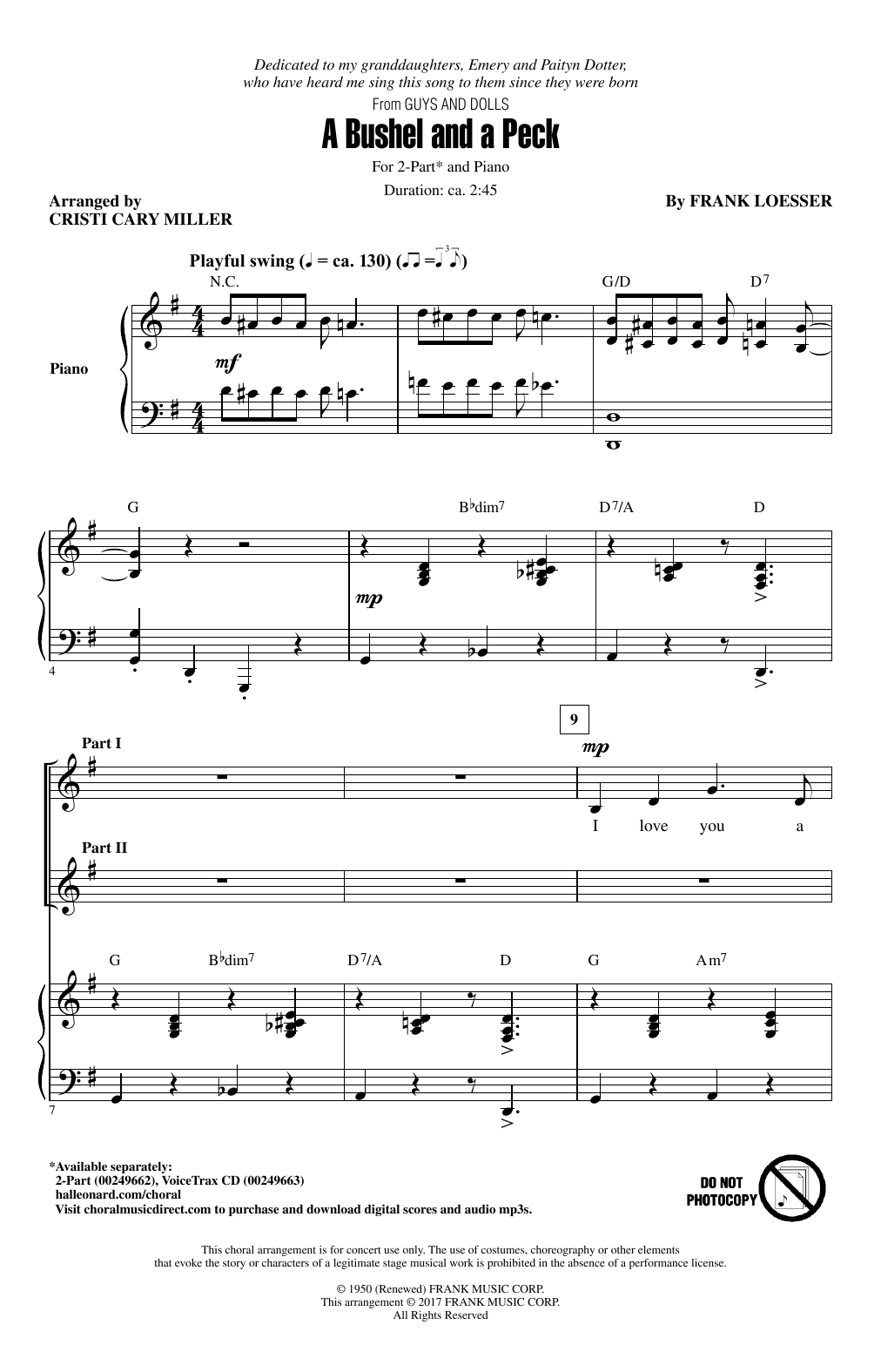 Cristi Cary Miller A Bushel And A Peck Sheet Music