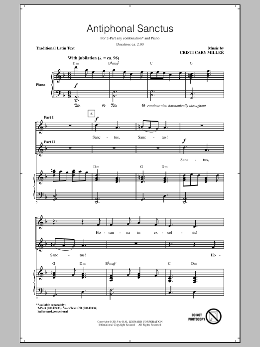 Cristi Cary Miller Antiphonal Sanctus Sheet Music