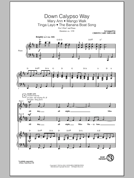 Cristi Cary Miller Down Calypso Way Sheet Music