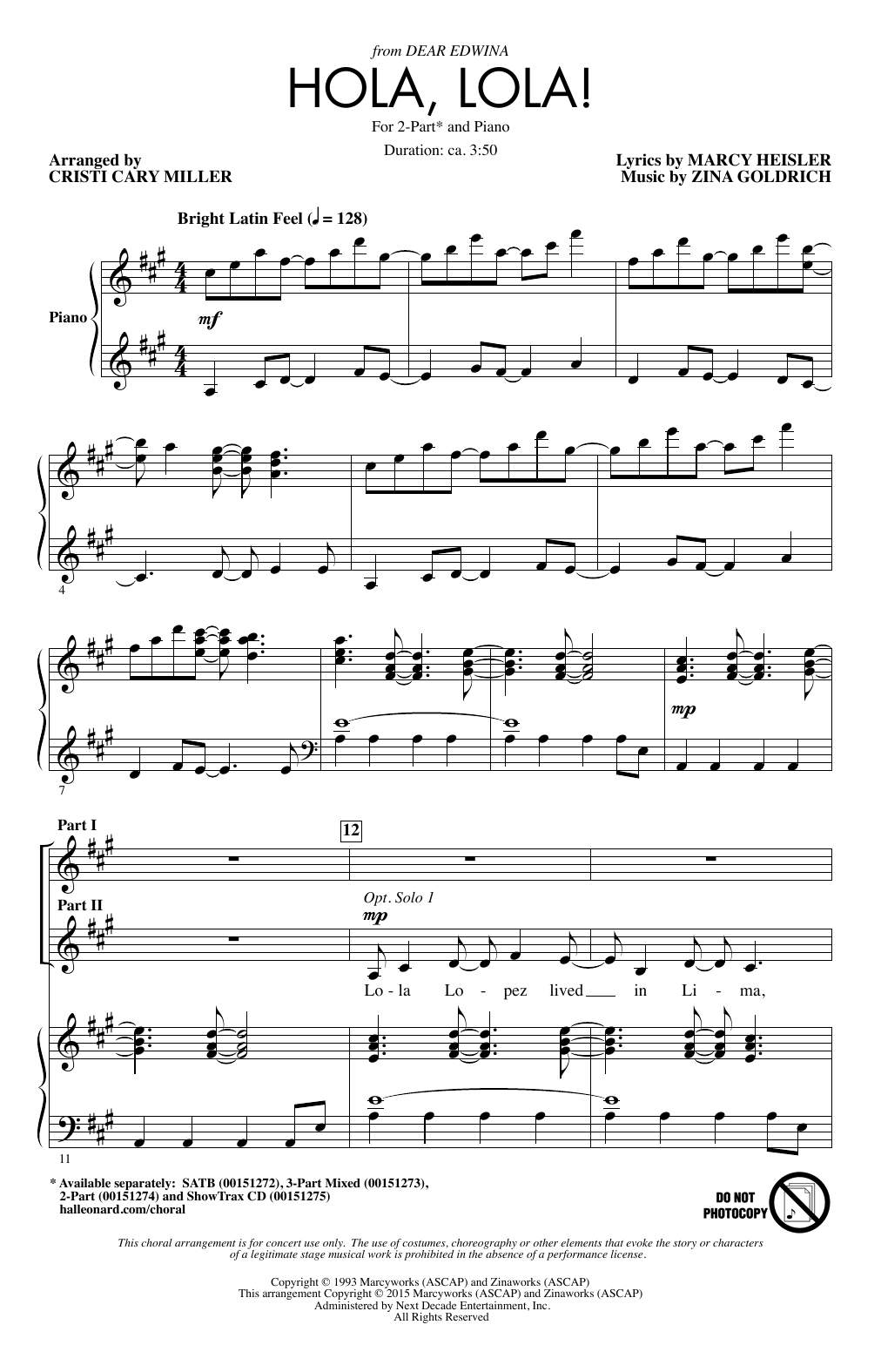 Cristi Cary Miller Hola, Lola! Sheet Music