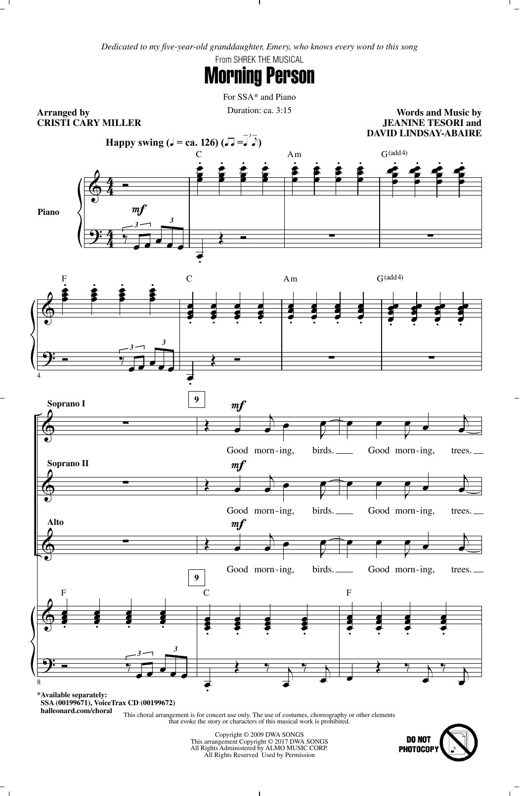 Cristi Cary Miller Morning Person Sheet Music
