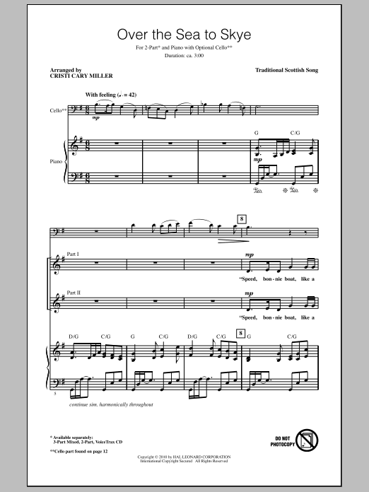 Cristi Cary Miller The Skye Boat Song Sheet Music