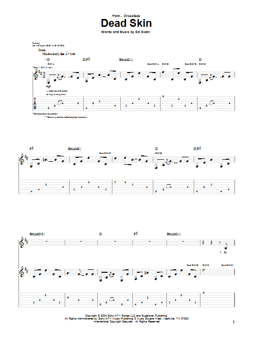 Crossfade Dead Skin Sheet Music