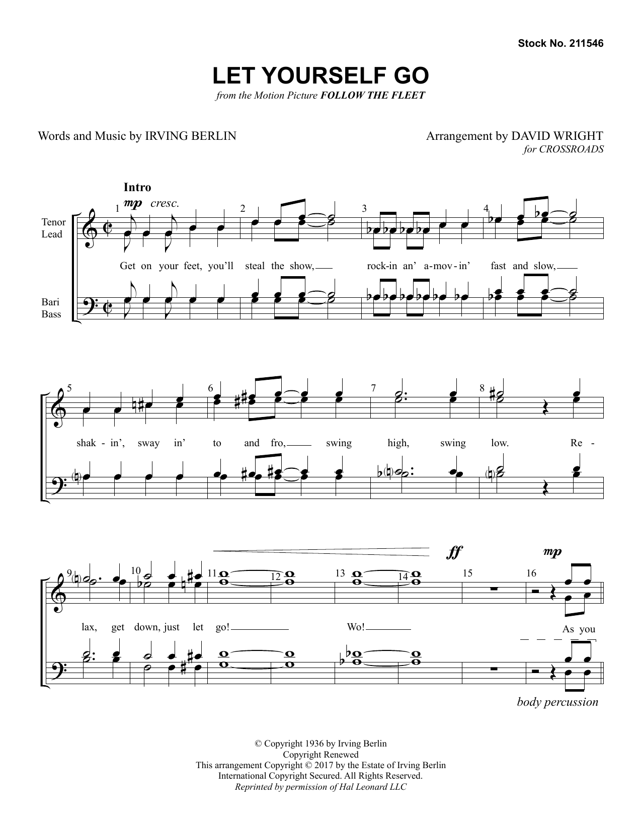 Crossroads Let Yourself Go (arr. David Wright) Sheet Music
