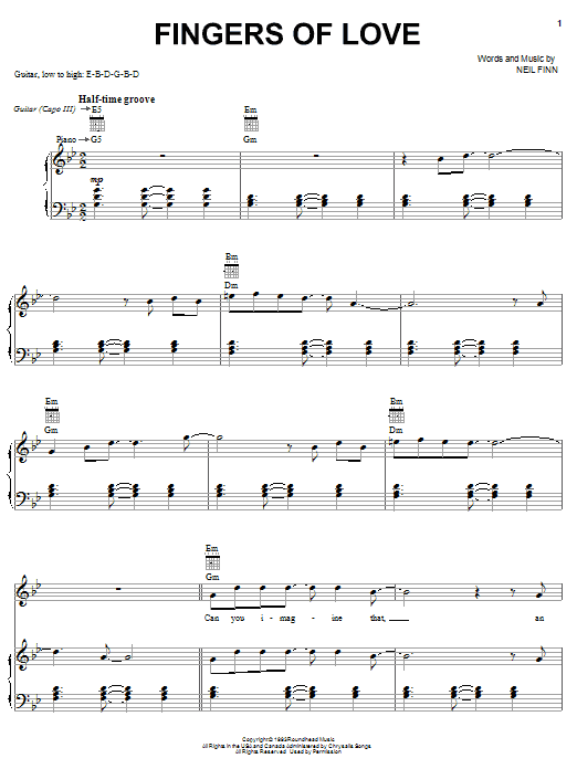 Crowded House Fingers Of Love Sheet Music