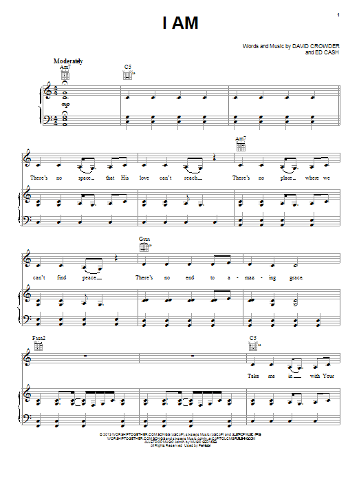 Crowder I Am Sheet Music