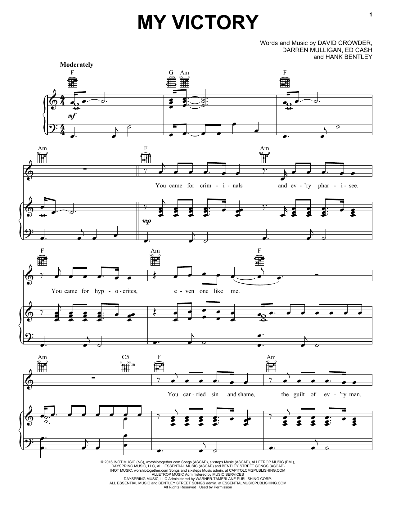 Crowder My Victory Sheet Music