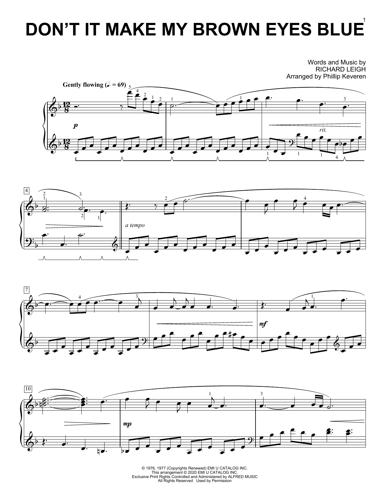 Crystal Gayle Don't It Make My Brown Eyes Blue [Classical version] (arr. Phillip Keveren) Sheet Music