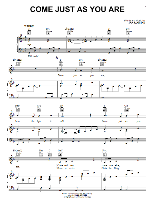 Crystal Lewis Come Just As You Are Sheet Music