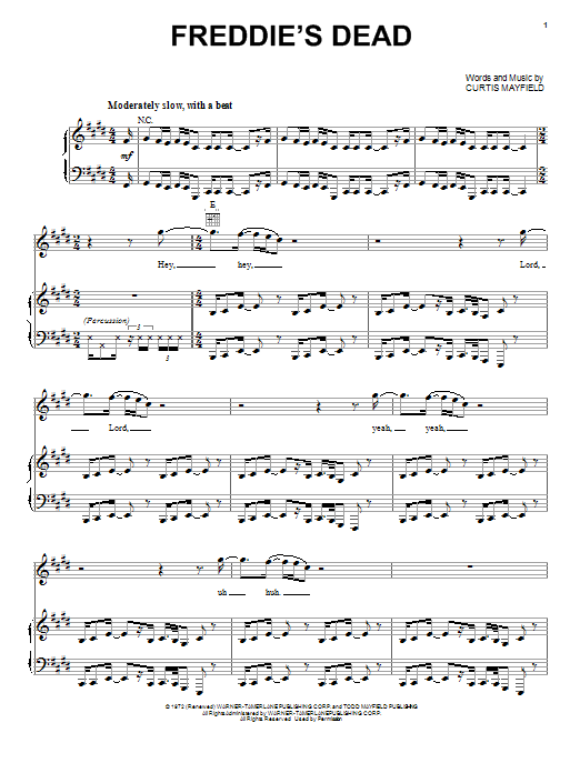Curtis Mayfield Freddie's Dead Sheet Music