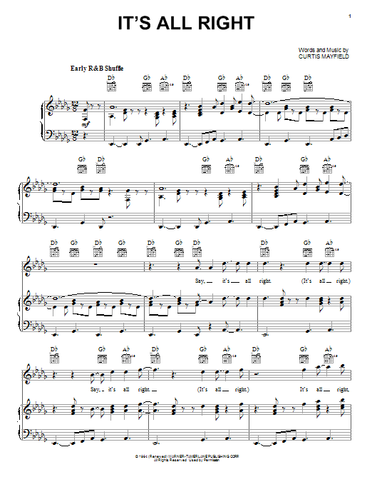 Curtis Mayfield It's All Right Sheet Music