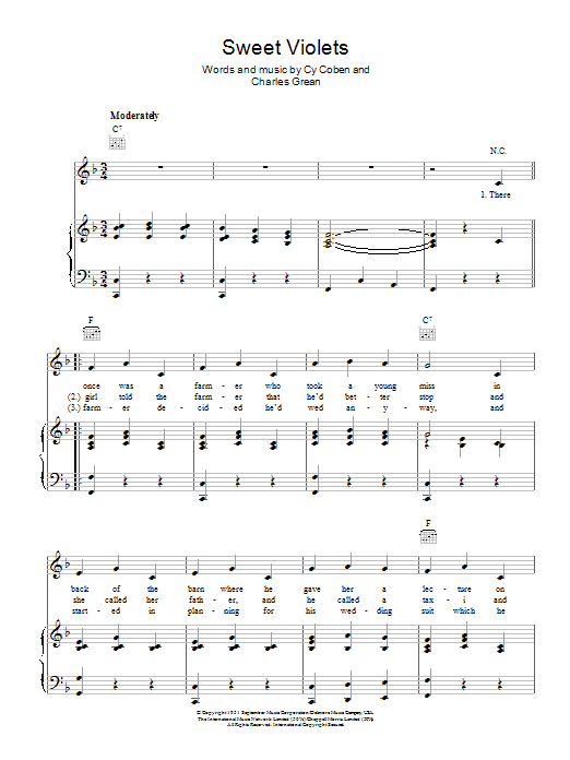 Cy Coben Sweet Violets Sheet Music