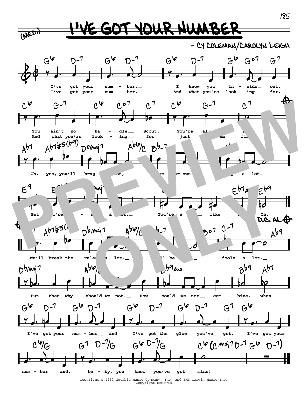 Cy Coleman and Carolyn Leigh I've Got Your Number (High Voice) (from Little Me) Sheet Music
