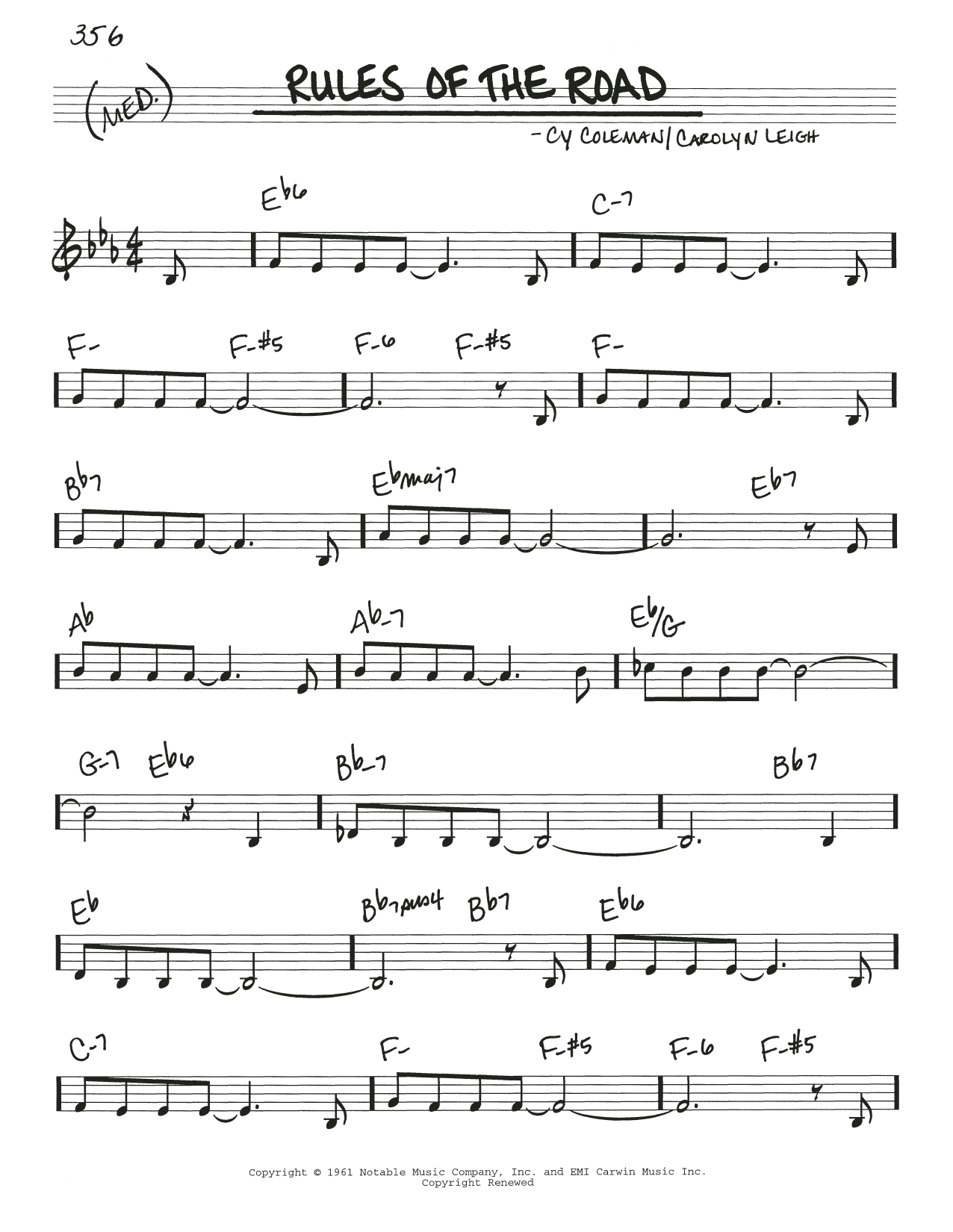 Cy Coleman and Carolyn Leigh Rules Of The Road Sheet Music