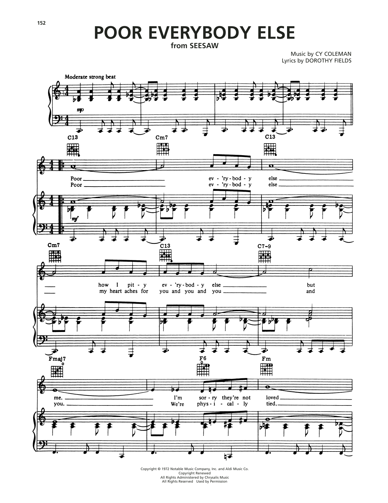 Cy Coleman and Dorothy Fields Poor Everybody Else (from Seesaw) Sheet Music