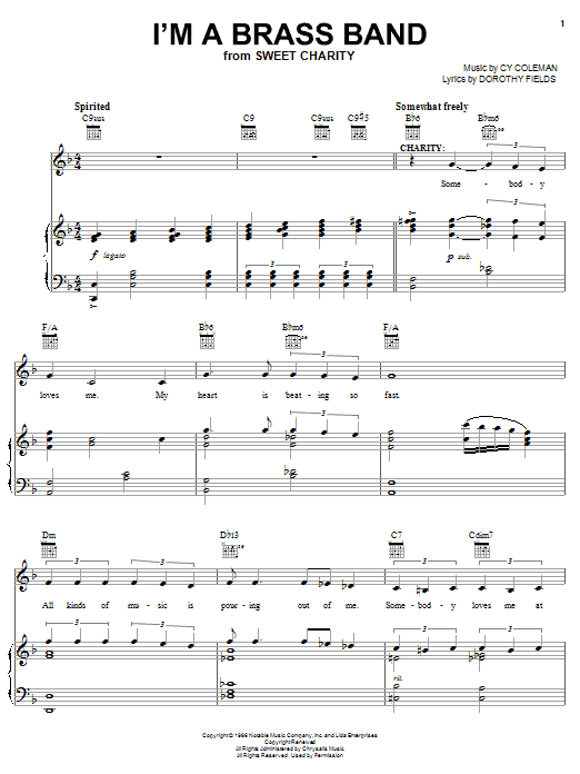 Cy Coleman I'm A Brass Band Sheet Music