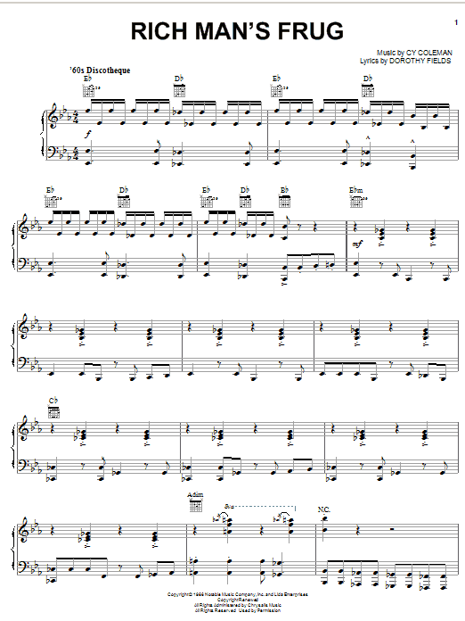 Cy Coleman Rich Man's Frug Sheet Music