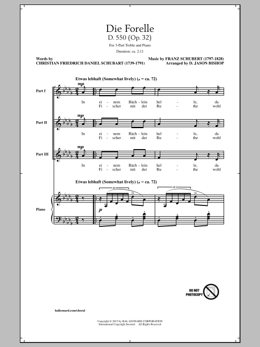 D. Jason Bishop Die Forelle (Schubert) Sheet Music