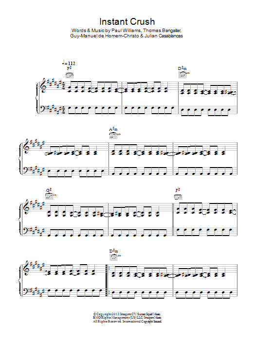 Daft Punk Instant Crush Sheet Music
