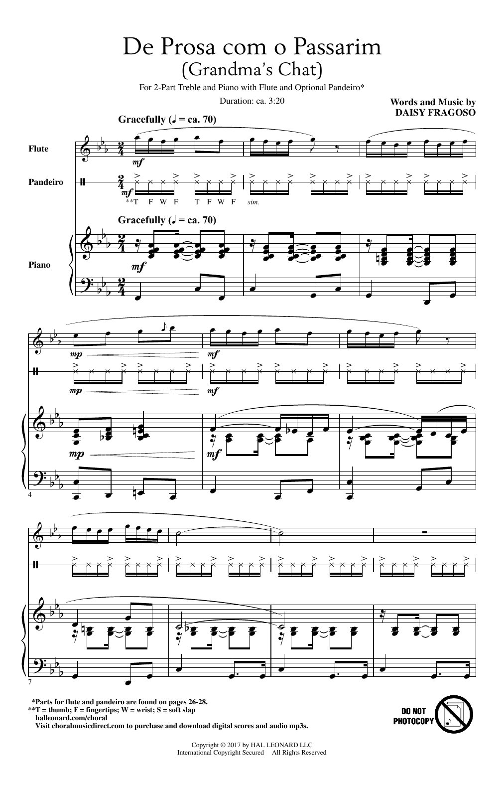 Daisy Fragoso De Prosa Com O Passarim Sheet Music