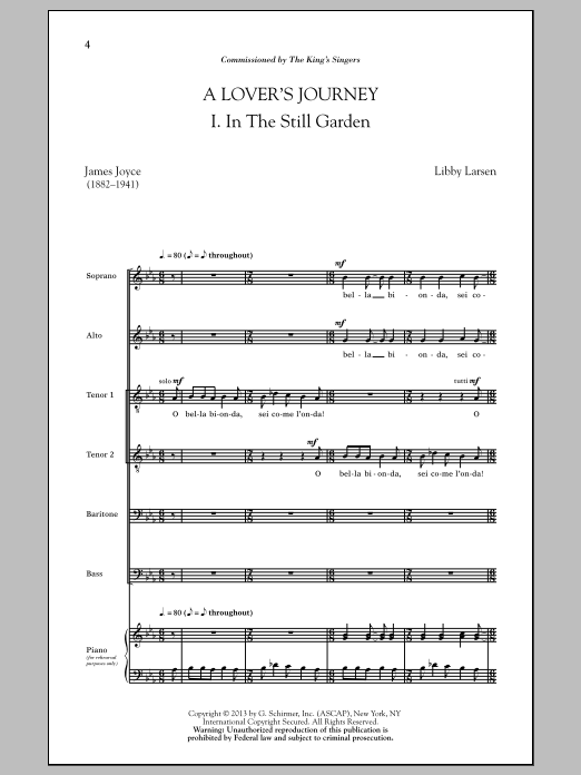 Dale Warland A Lover's Journey Sheet Music