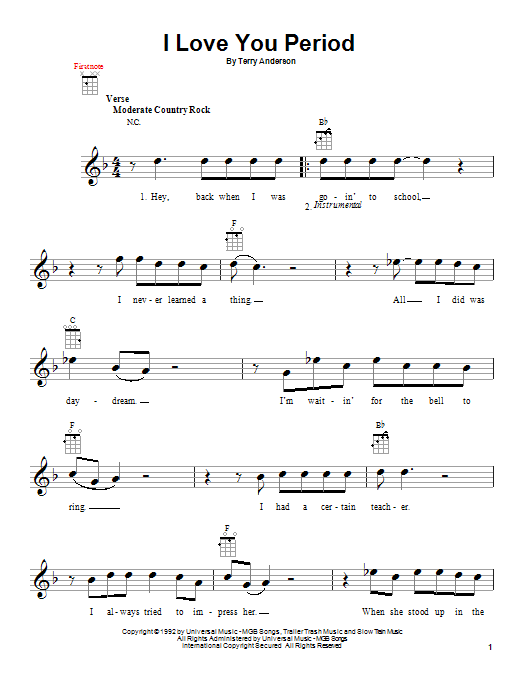 Dan Baird I Love You Period Sheet Music