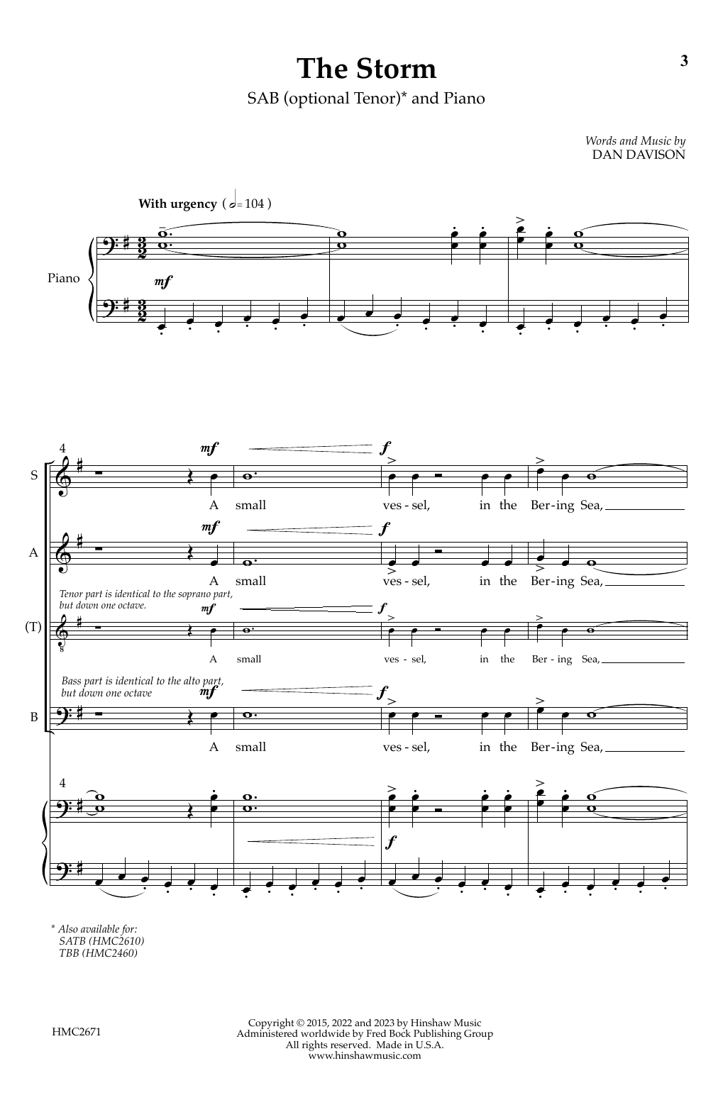 Dan Davison The Storm Sheet Music