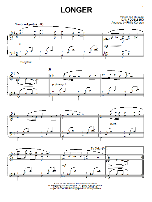 Dan Fogelberg Longer (arr. Phillip Keveren) Sheet Music