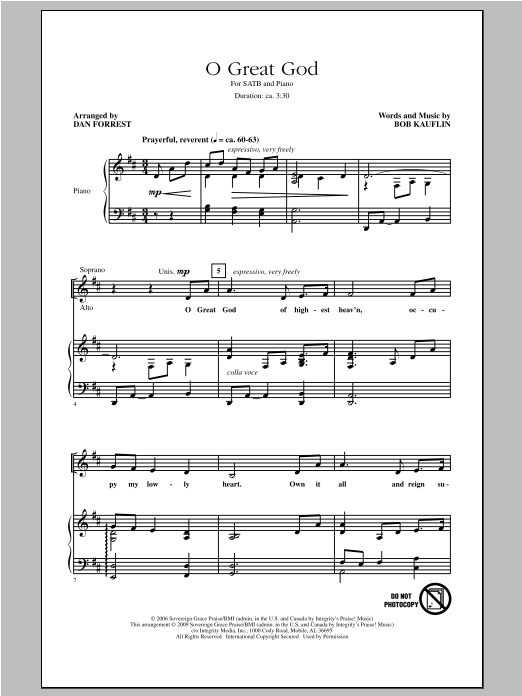 Dan Forrest O Great God Sheet Music
