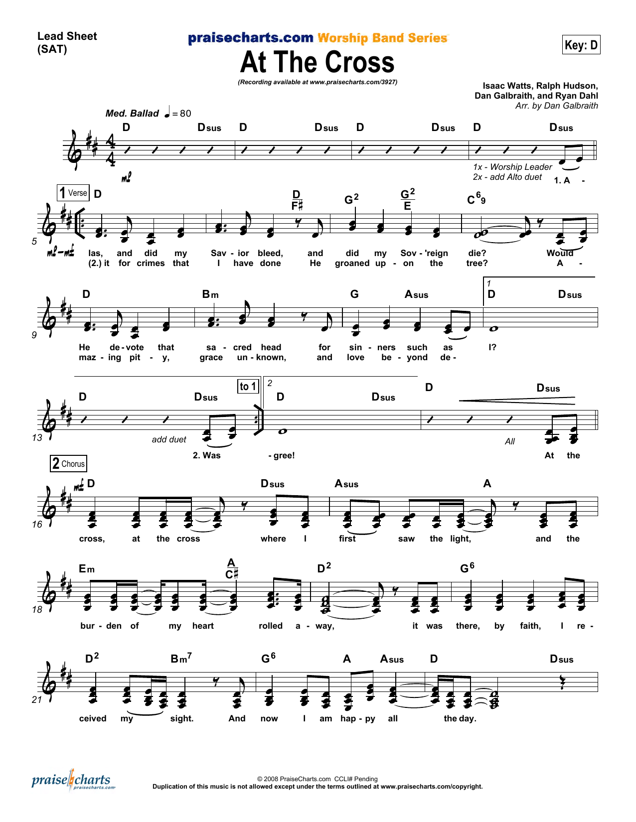 Dan Galbraith At the Cross Sheet Music