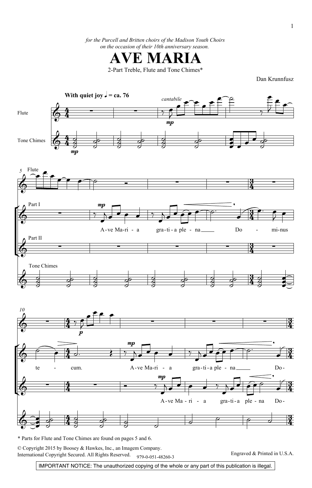 Dan Krunnfusz Ave Maria Sheet Music