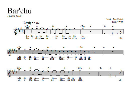 Dan Nichols Bar'chu Sheet Music