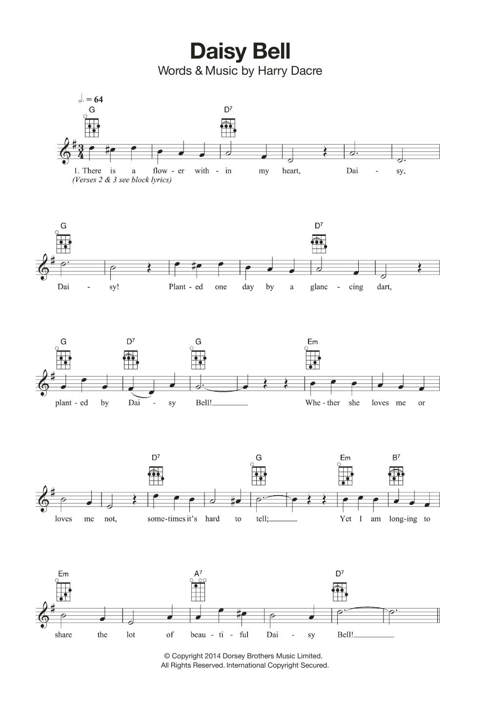 Dan W. Quinn Daisy Bell Sheet Music