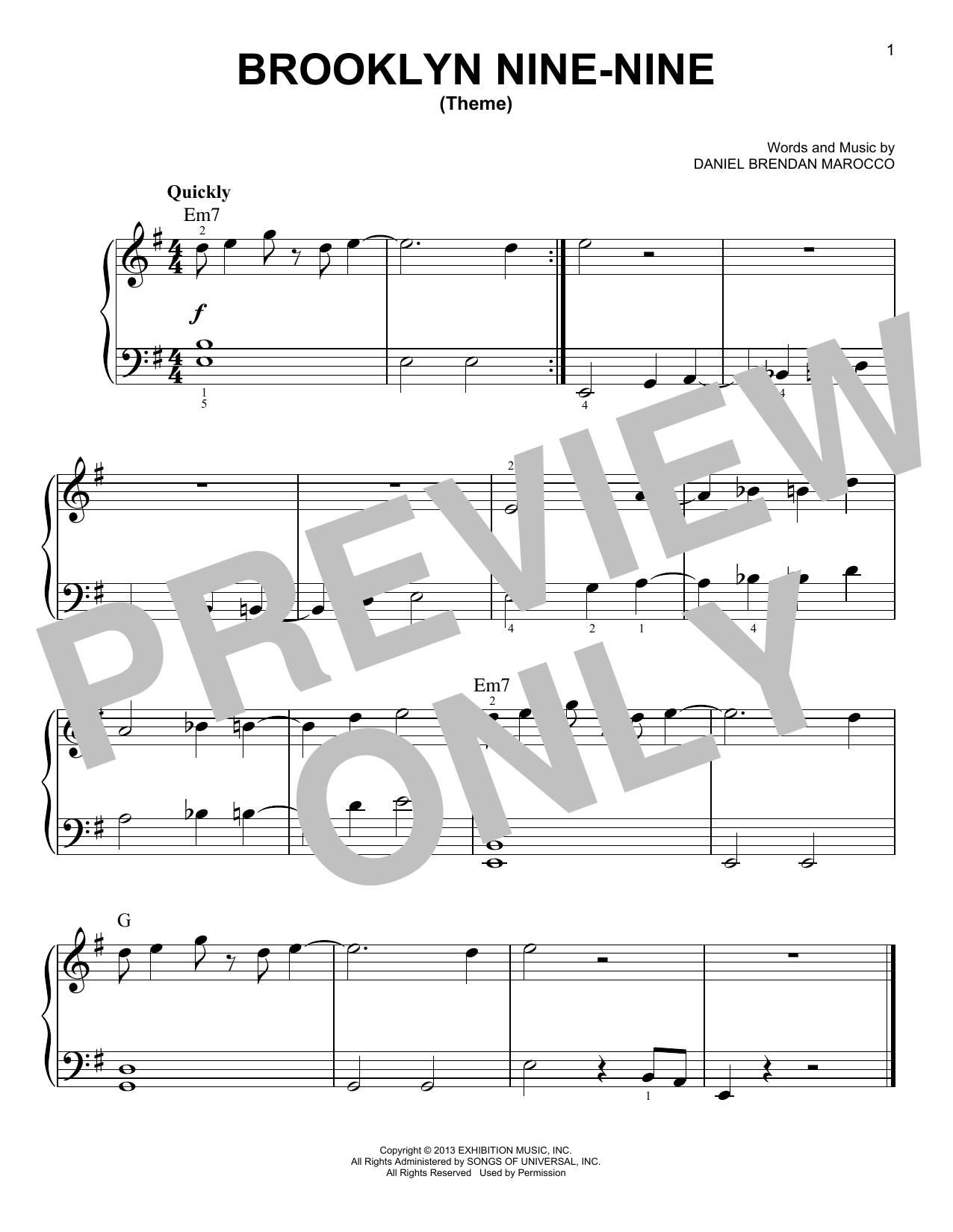 Daniel Brendan Marocco Brooklyn Nine-Nine (Theme) Sheet Music