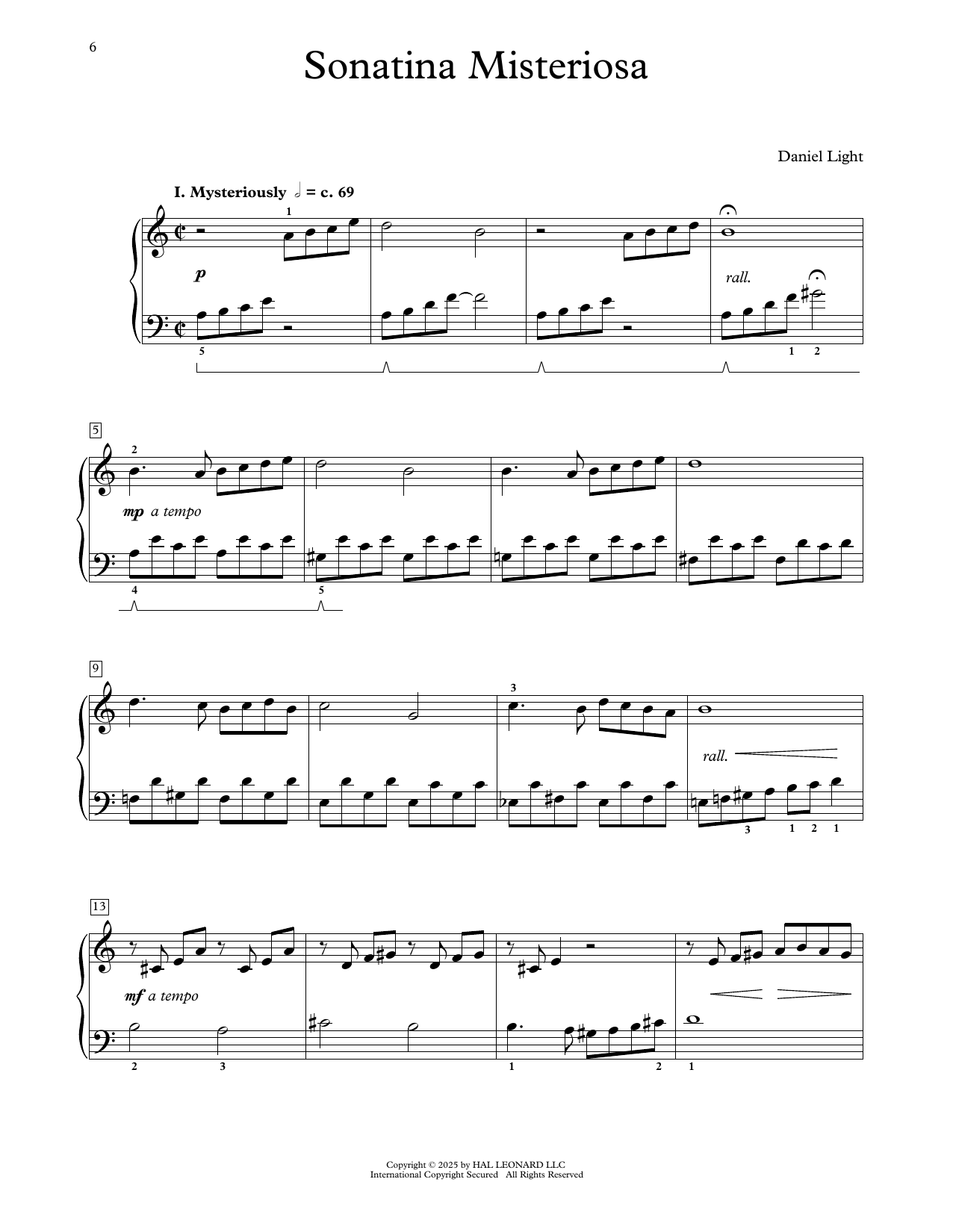 Daniel Light Sonatina Misteriosa Sheet Music