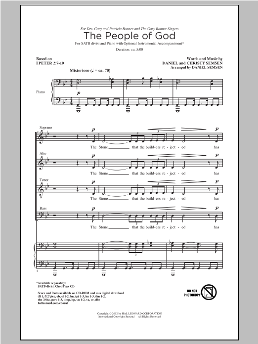 Daniel Semsen The People Of God Sheet Music